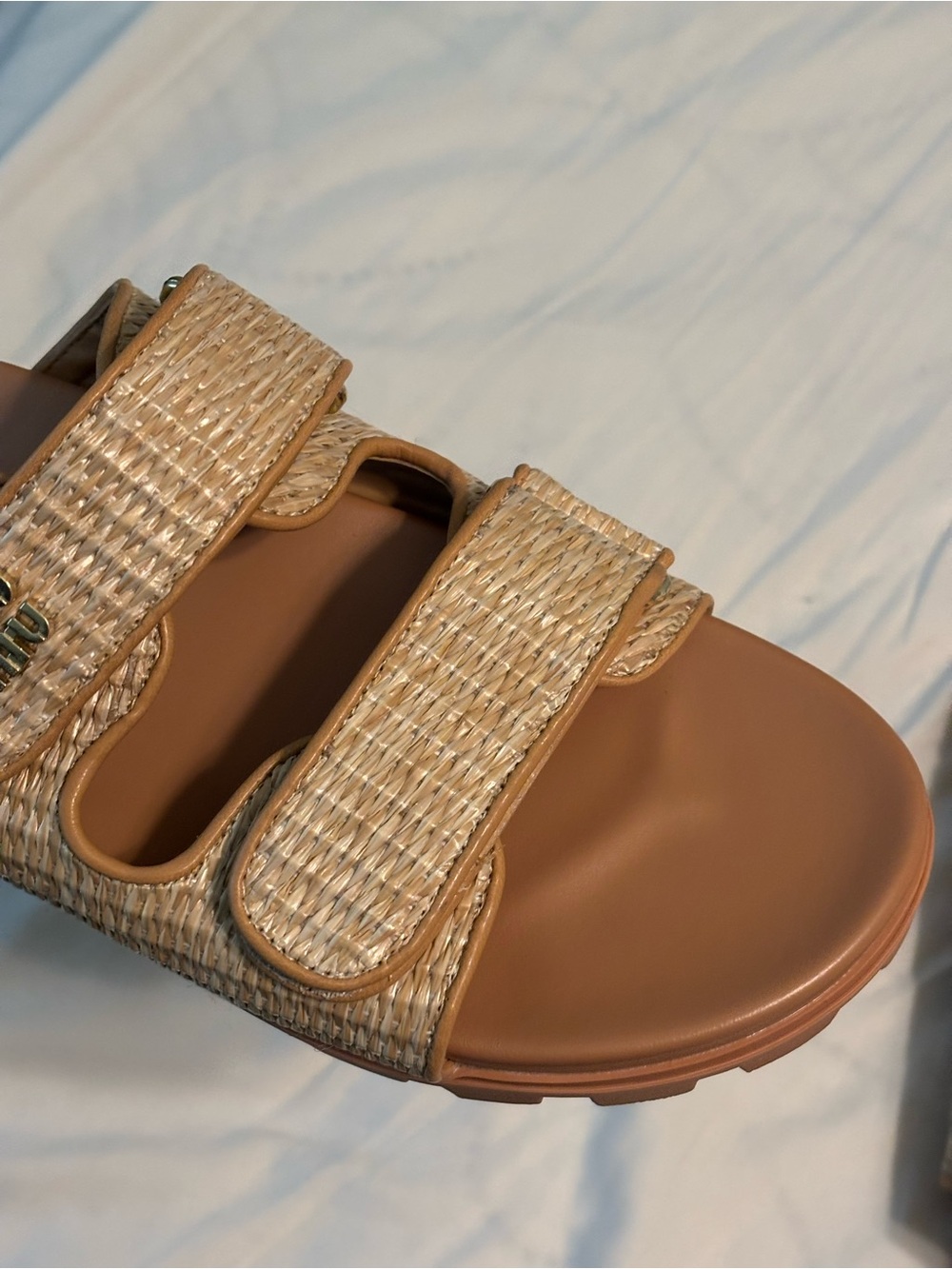Women's Tan Woven Strap Slide Sandals size 41/US 10 - Picture 8 of 9